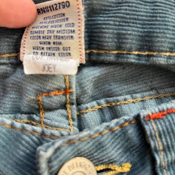 True Religion Womens Vintage Low Rise Flare Blue Corduroy Pants Y2K Joey Sz 28 - Picture 10 of 15